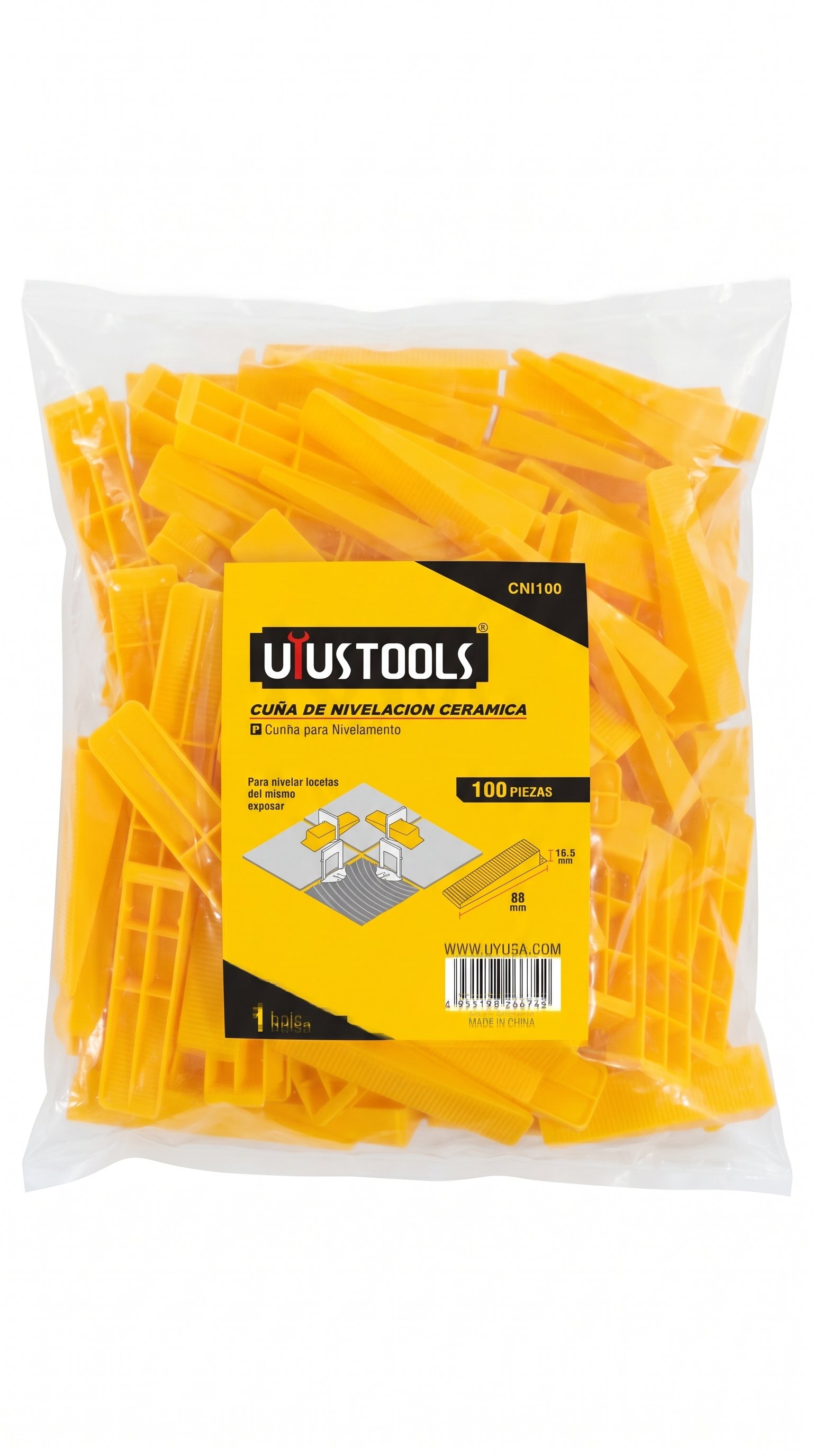 CUÑA DE NIVELACIÓN PARA CERÁMICA UYUSTOOLS – BOLSA 100 UNIDADES